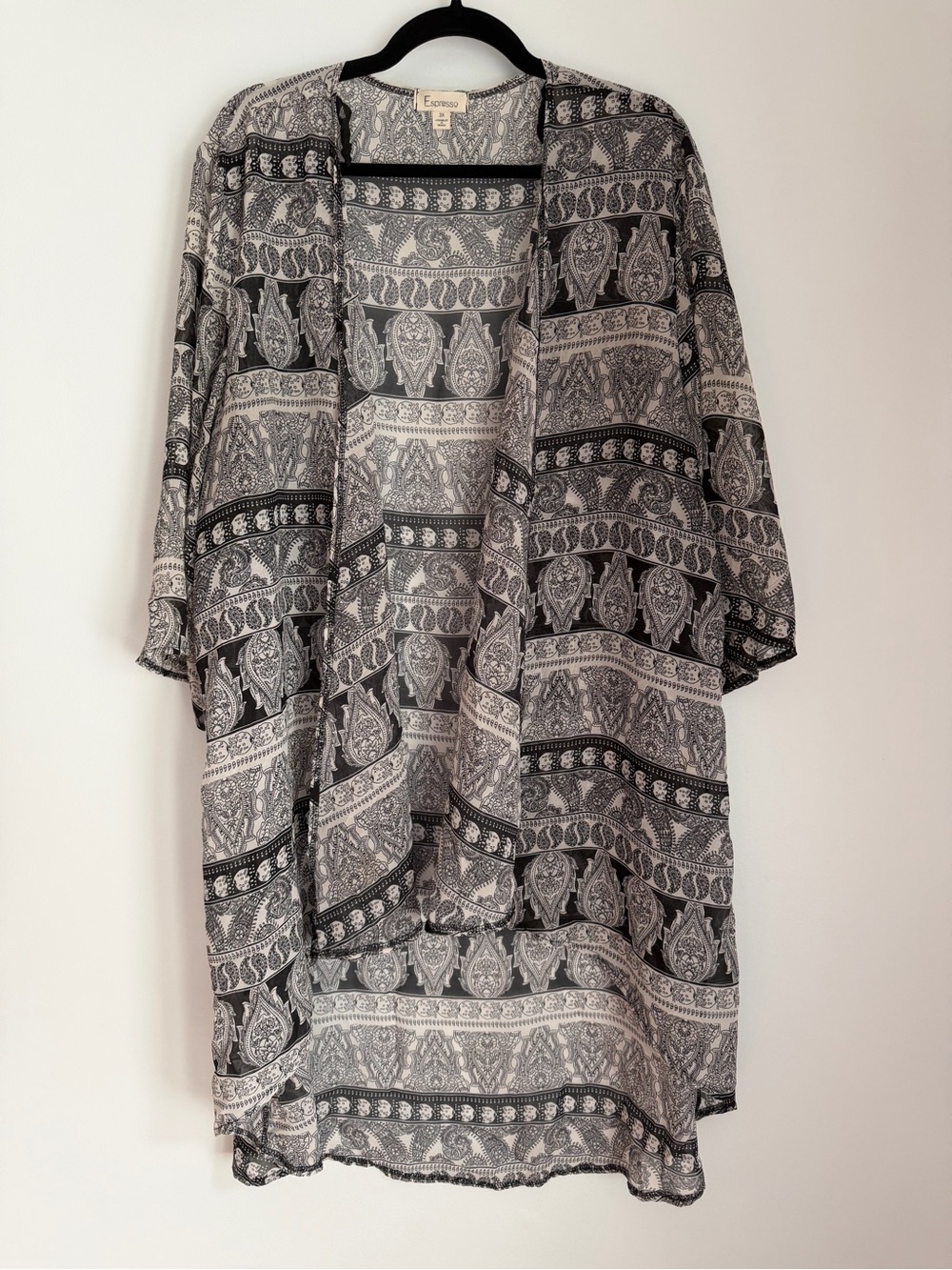 Espresso Boho Paisley Kimono Cardigan | Festival Beach Cover-Up